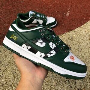 Green and White Men's Sneakers